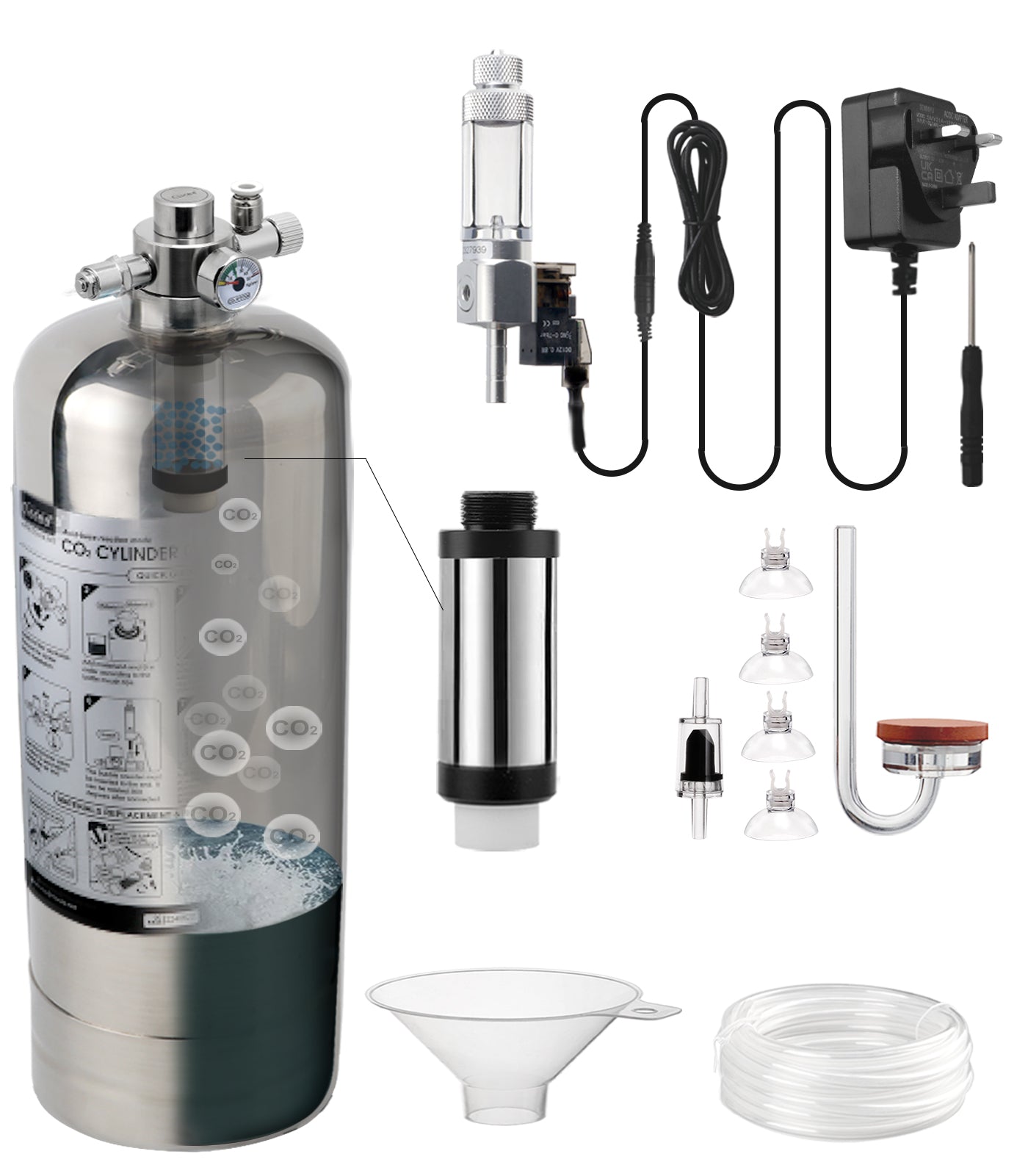 Clscea 4L Aquarium CO2 Generator Kit Double Pressurization Enhanced Version Max for 600g+600g Raw Materials,G800S