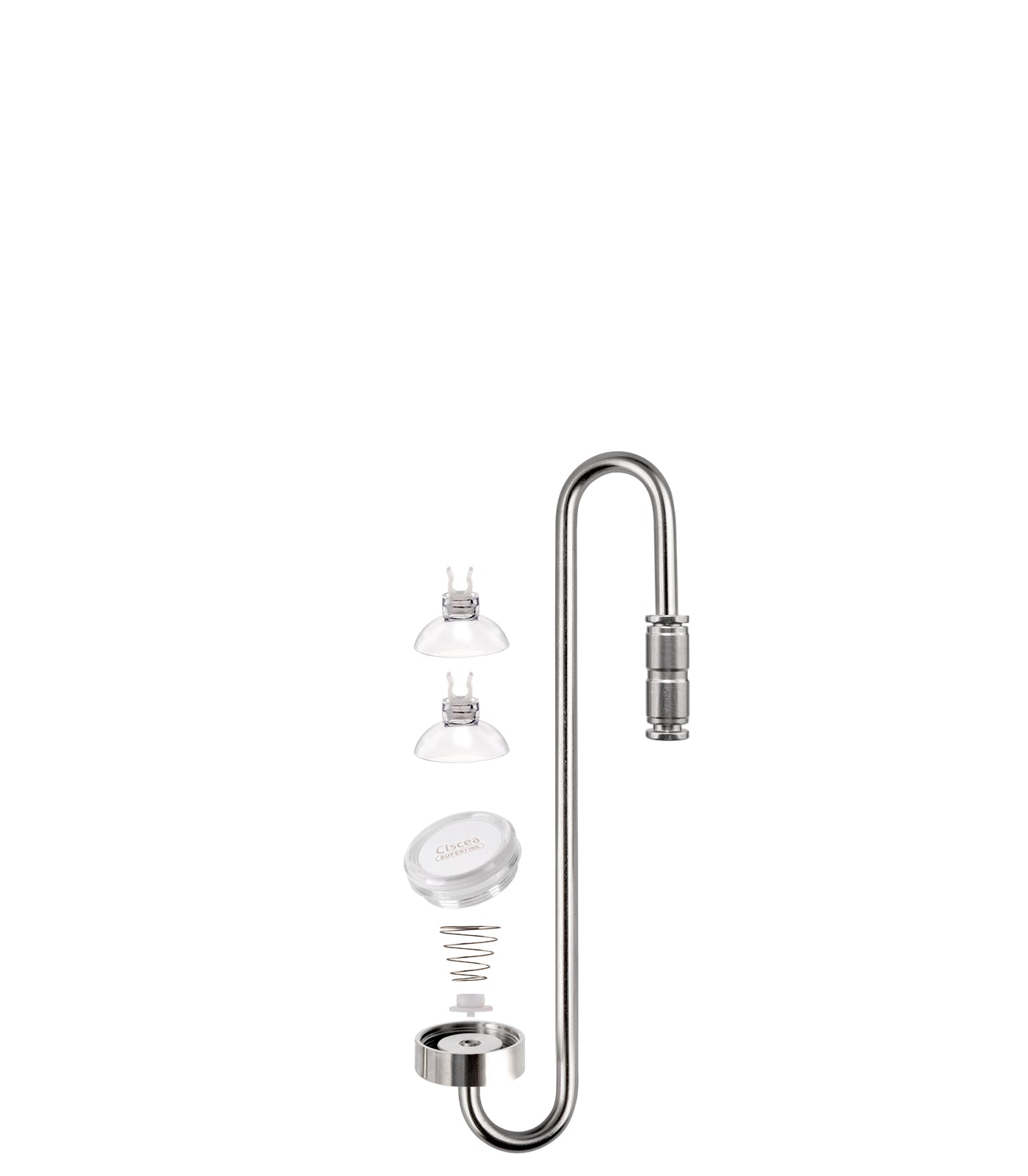 Clscea Aquarium CO2 Stainless Steel Diffuser, S-Hook CO2 Atomizer with Built-in Check Valve and Replaceable Disc for Aquarium Plant Tank, 20cm (S)