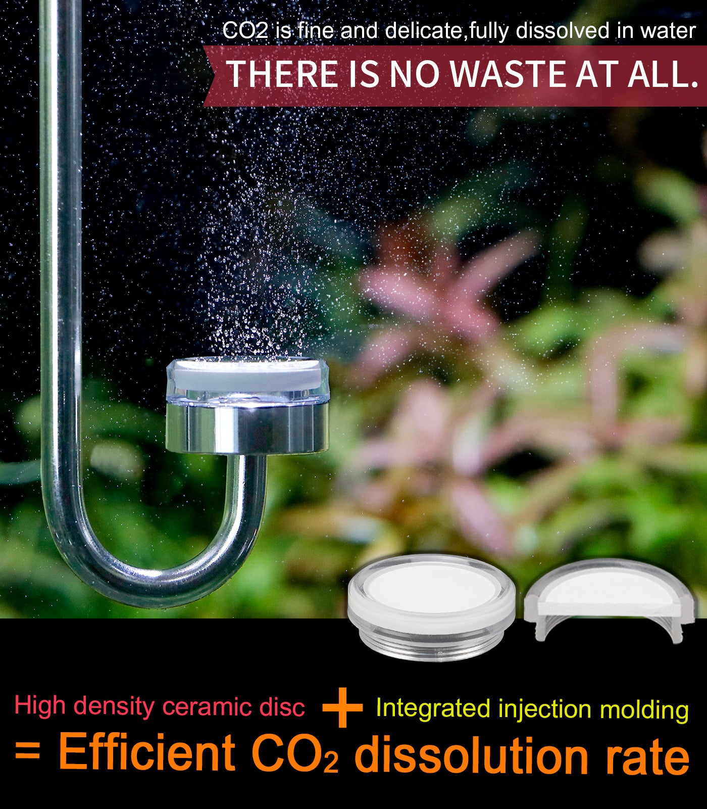 Clscea CO2 Stainless steel diffuser, CO2 Atomizer with Built-in Check Valve and Replaceable Disc for Aquarium Plant Tank
