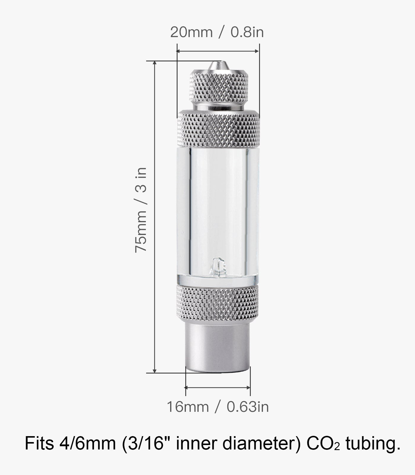 Aquarium CO2 Bubble Counter with Built-in Check Valve for CO2 Generator Regulator, Single Head