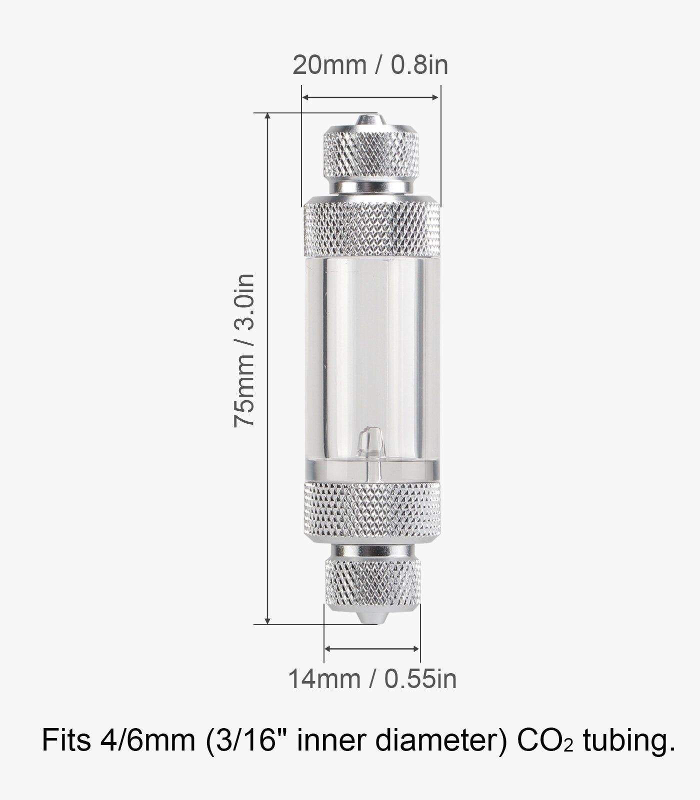 Aquarium CO2 Bubble Counter with Built-in Check Valve for CO2 Generator Regulator, Double-Head