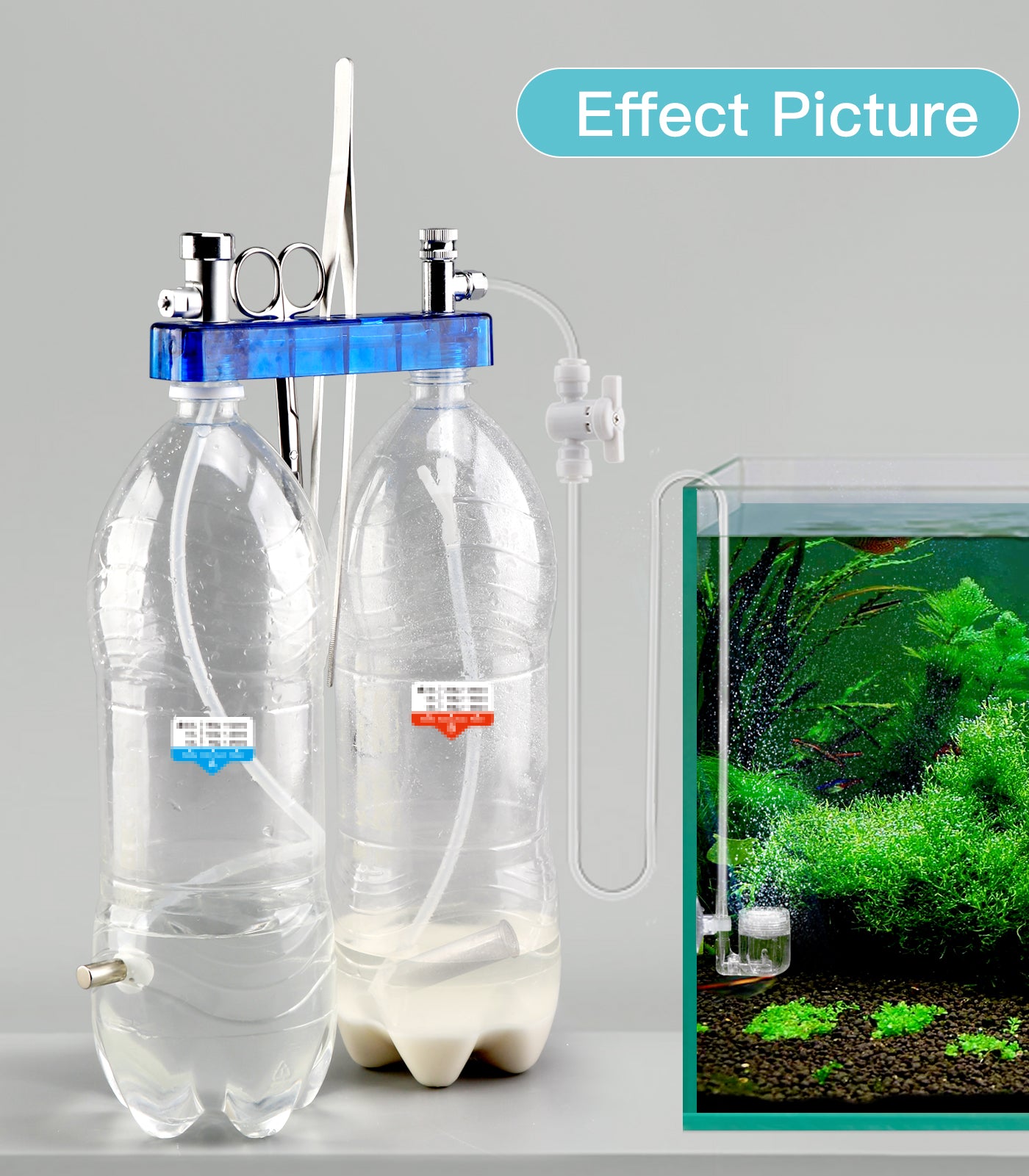 CO2 Kit for Aquarium - DIY System and Diffuser 2-in-1 Design G500-Blue
