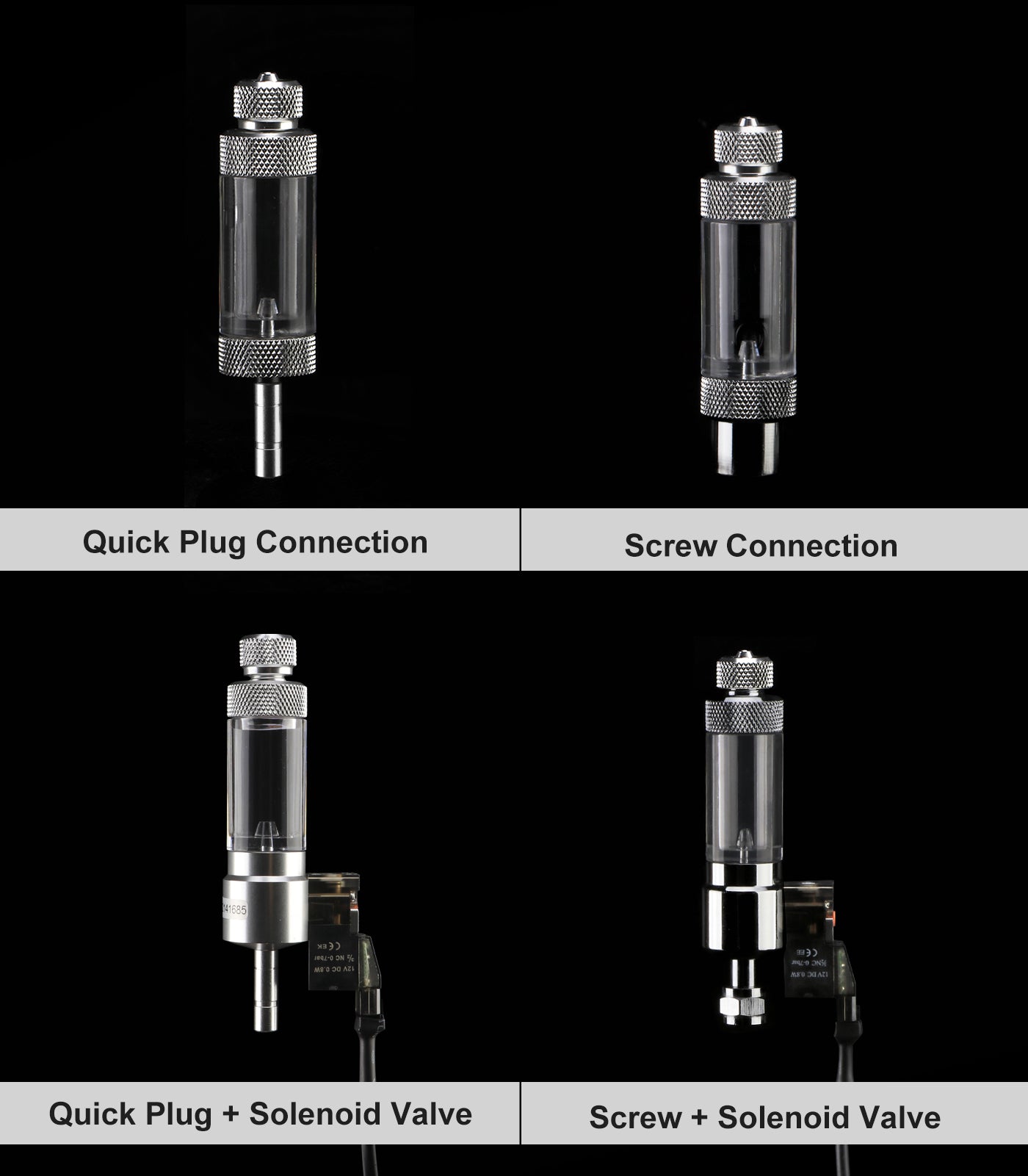 CO2 Bubble Counter with Solenoid Valve and Check Valve for CO2 Generator Regulator Planted Aquarium Quick-Plug Connection