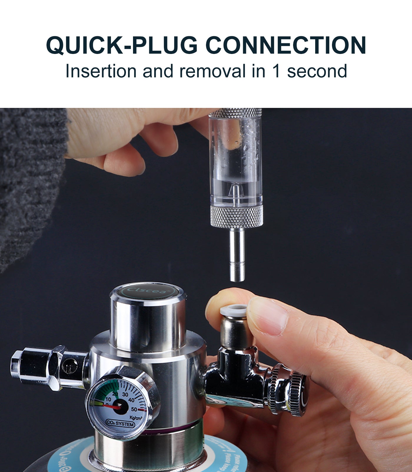 CO2 Bubble Counter with Check Valve for CO2 Generator Regulator Planted Aquarium Quick-Plug Connection