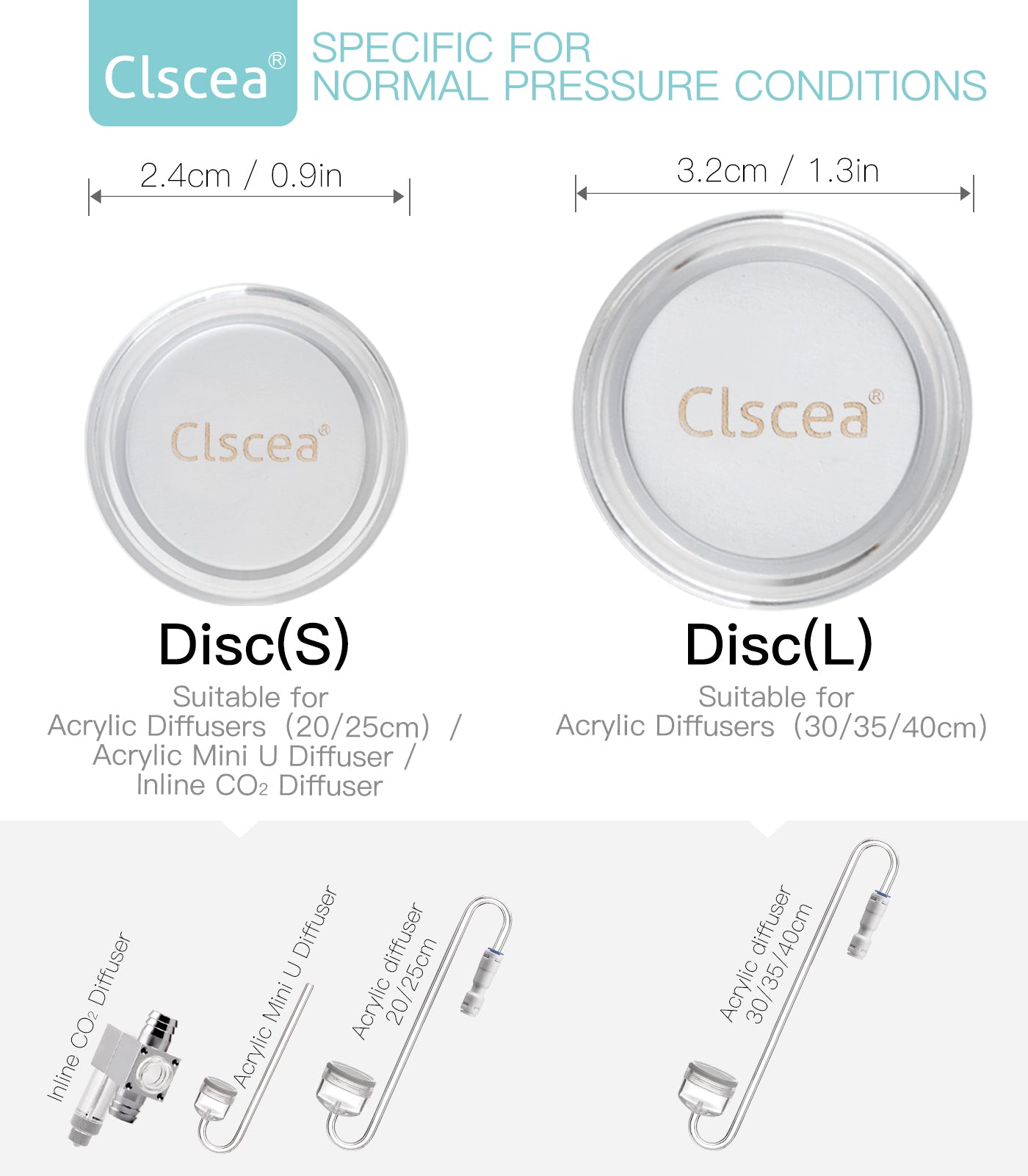 Clscea Aquarium CO2 Diffuser Ceramic Replacement, Normal S
