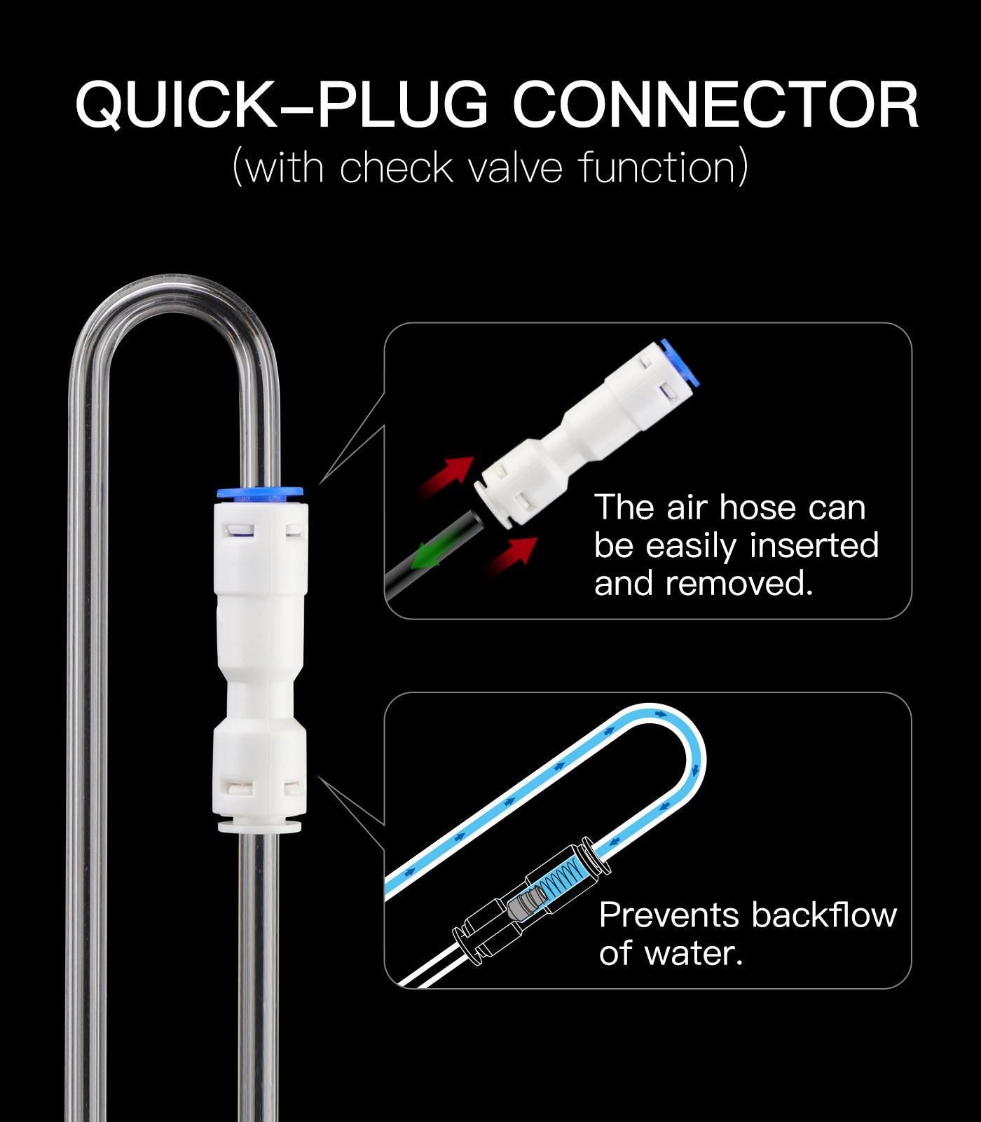 Clscea Aquarium Acrylic CO2 Diffuser, S-Hook CO2 Atomizer Bubble Counter with Replaceable Disc and Quick-Plug for Aquarium Plant Tank, 20cm(S)
