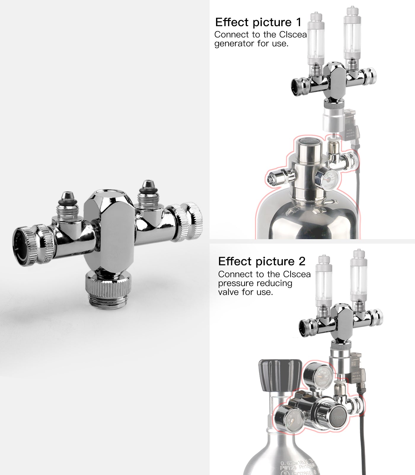 Clscea Aquarium CO2 Splitter Regulator Valve 2 Way, Dedicated to CO2 Generator