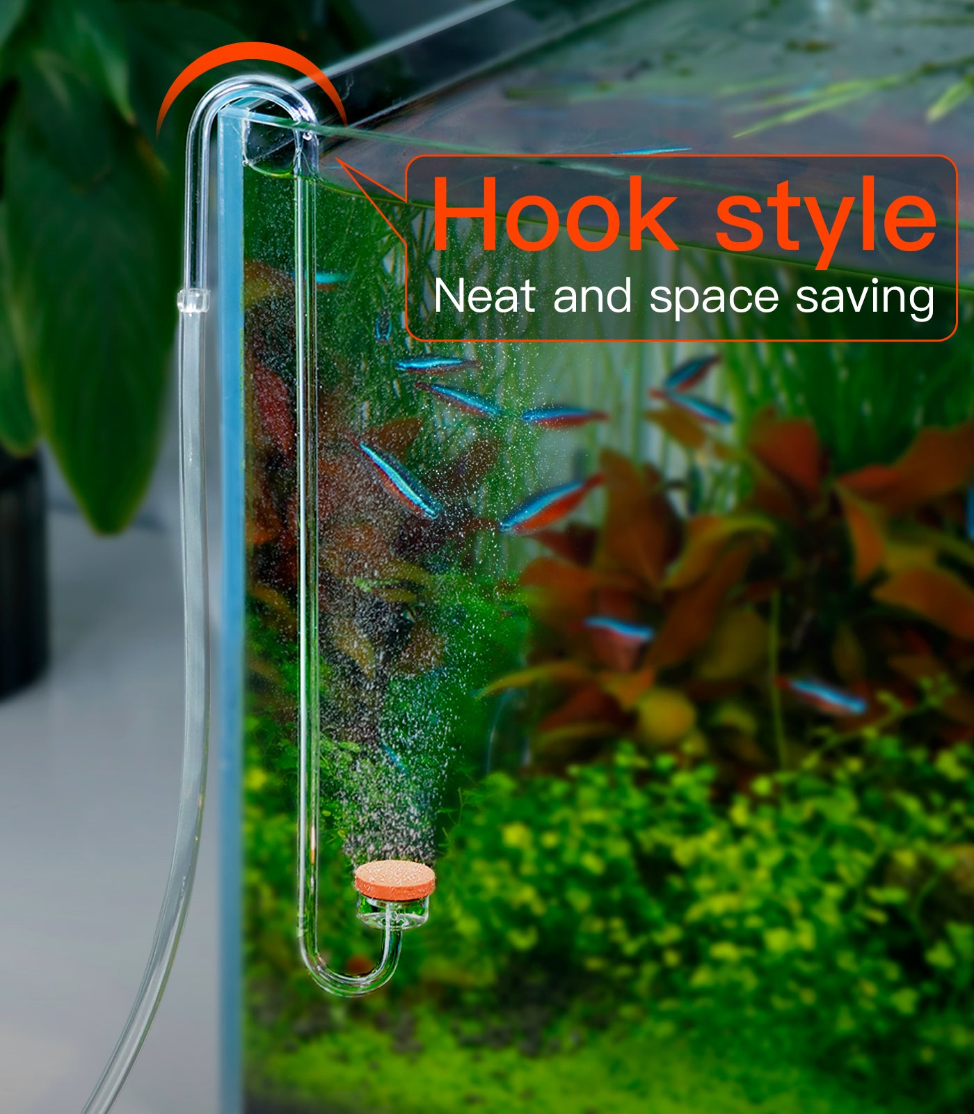 Acrylic CO2 Diffuser for Aquarium Planted Tank, Hooked version-20cm