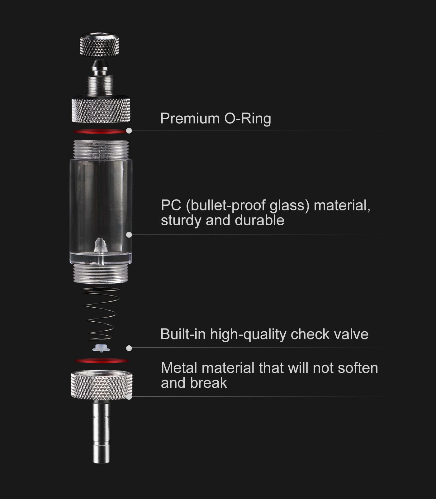 CO2 Bubble Counter with Check Valve for CO2 Generator Regulator Planted Aquarium Quick-Plug Connection