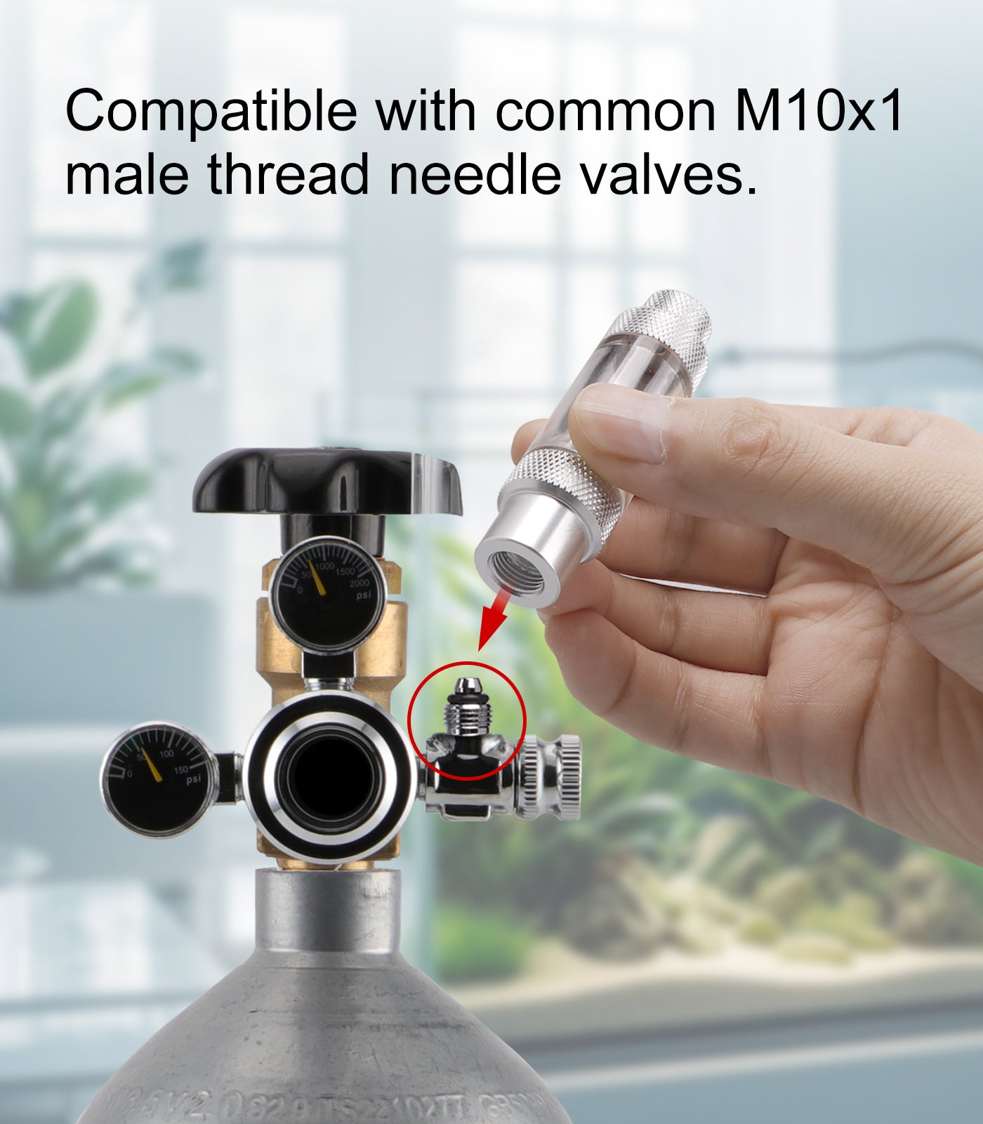 Aquarium CO2 Bubble Counter with Built-in Check Valve for CO2 Generator Regulator, Single Head