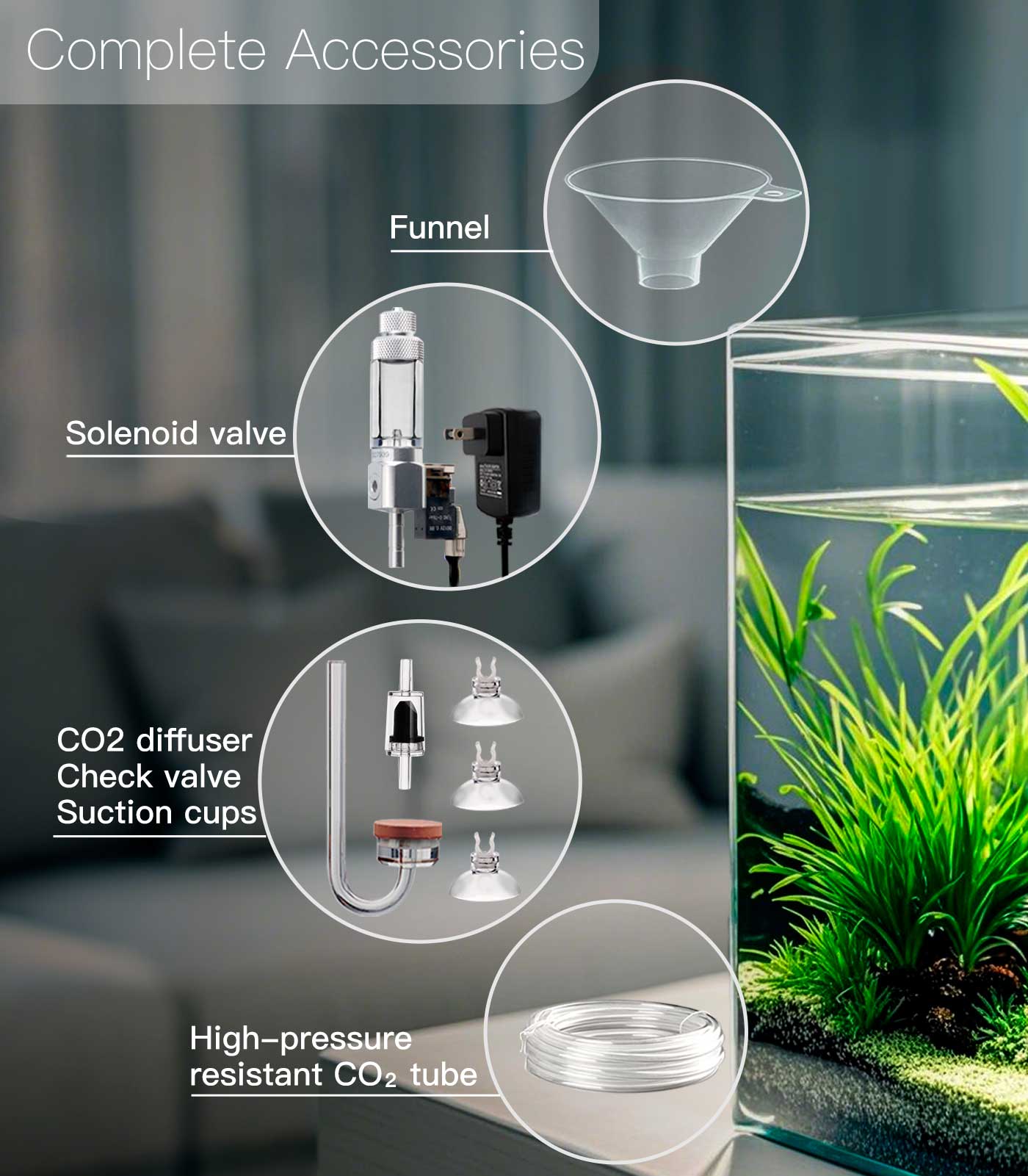 Clscea 1 L Aquarium CO2 System Generator, Stainless steel Carbon Dioxide Reactor Kit with Regulator Solenoid Valve for Aquarium Plants (G600SMini), CO2 Aquarium Kit