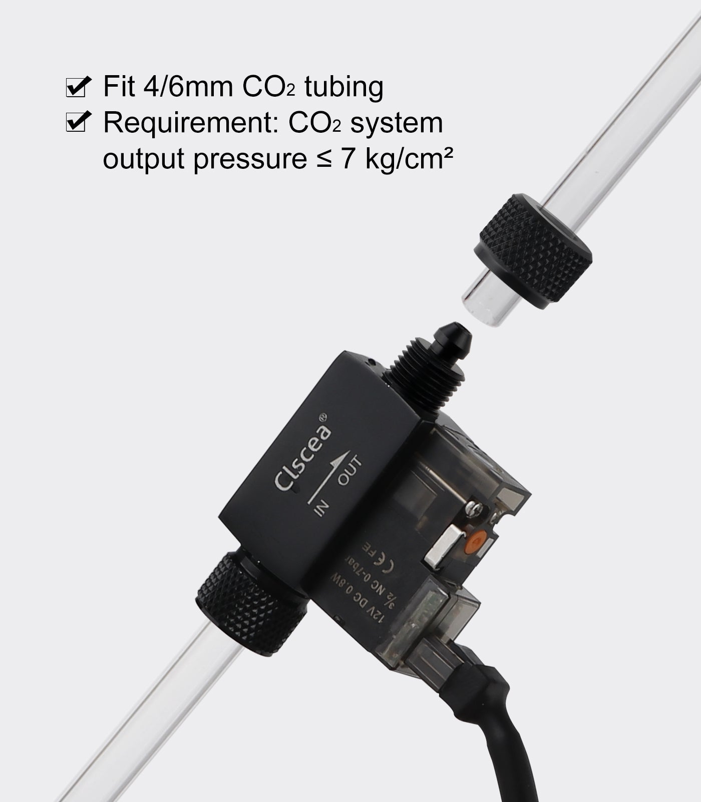 Inline CO2 Solenoid Valve Mini Low Temperature for Aquarium CO2 System