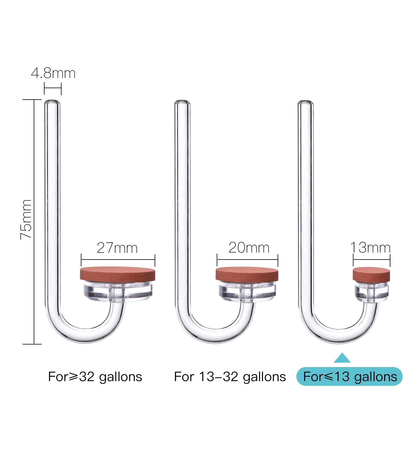 CO2 Diffuser for Aquarium Plant Mini CO2 Atomizer, U-Shaped-S