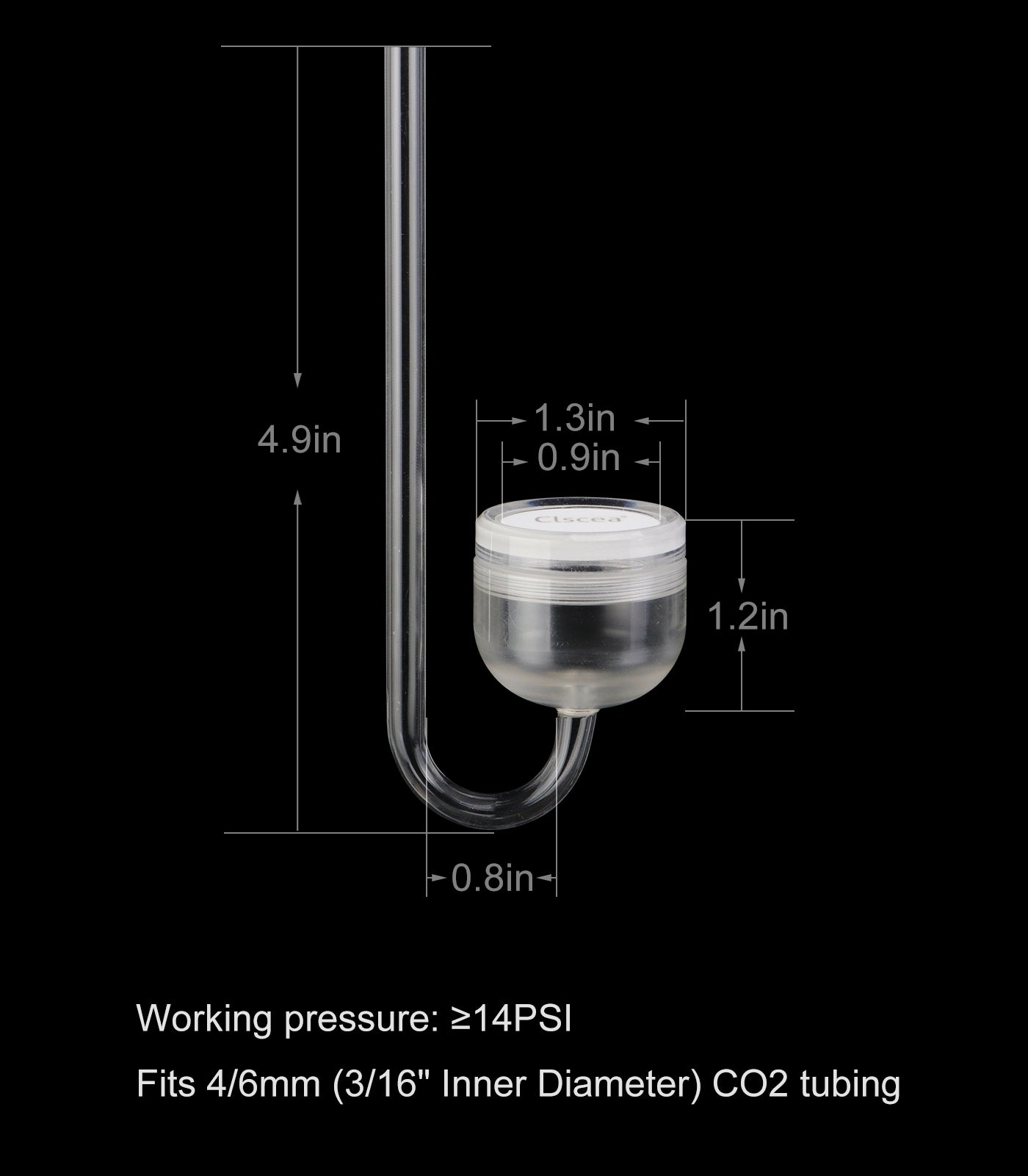 Acrylic CO2 Diffuser with Integrated Bubble Counter for Aquarium Plants (L)