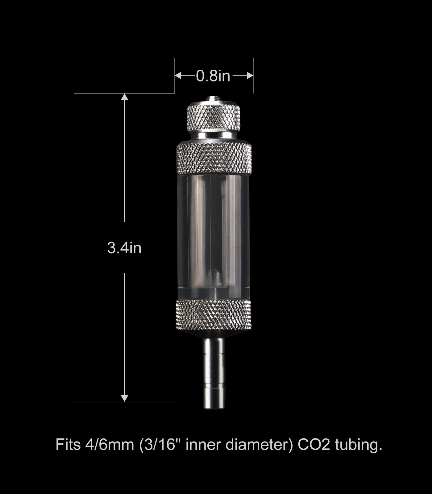 CO2 Bubble Counter with Check Valve for CO2 Generator Regulator Planted Aquarium Quick-Plug Connection