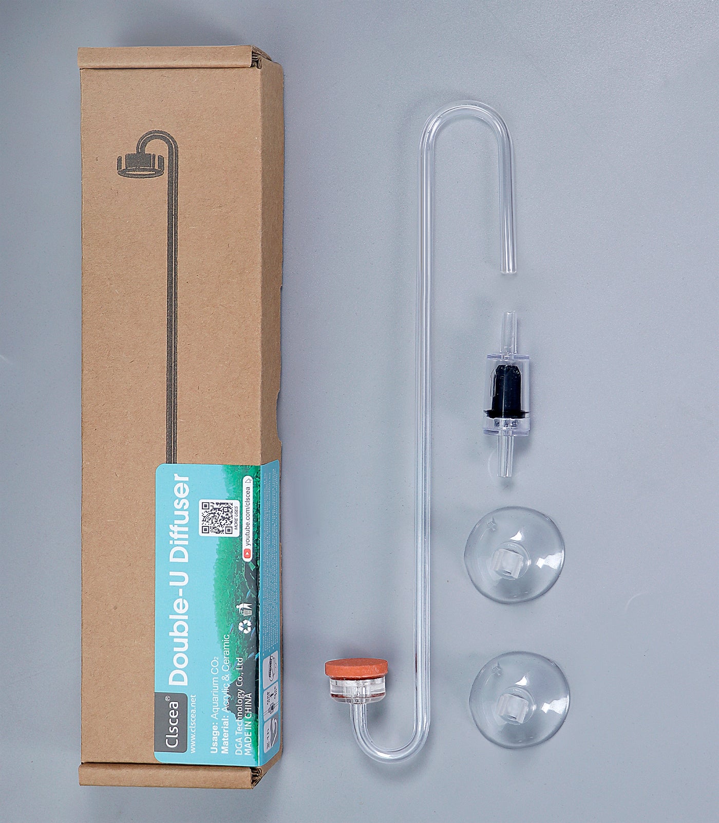 Acrylic CO2 Diffuser for Aquarium Planted Tank, Hooked version-20cm