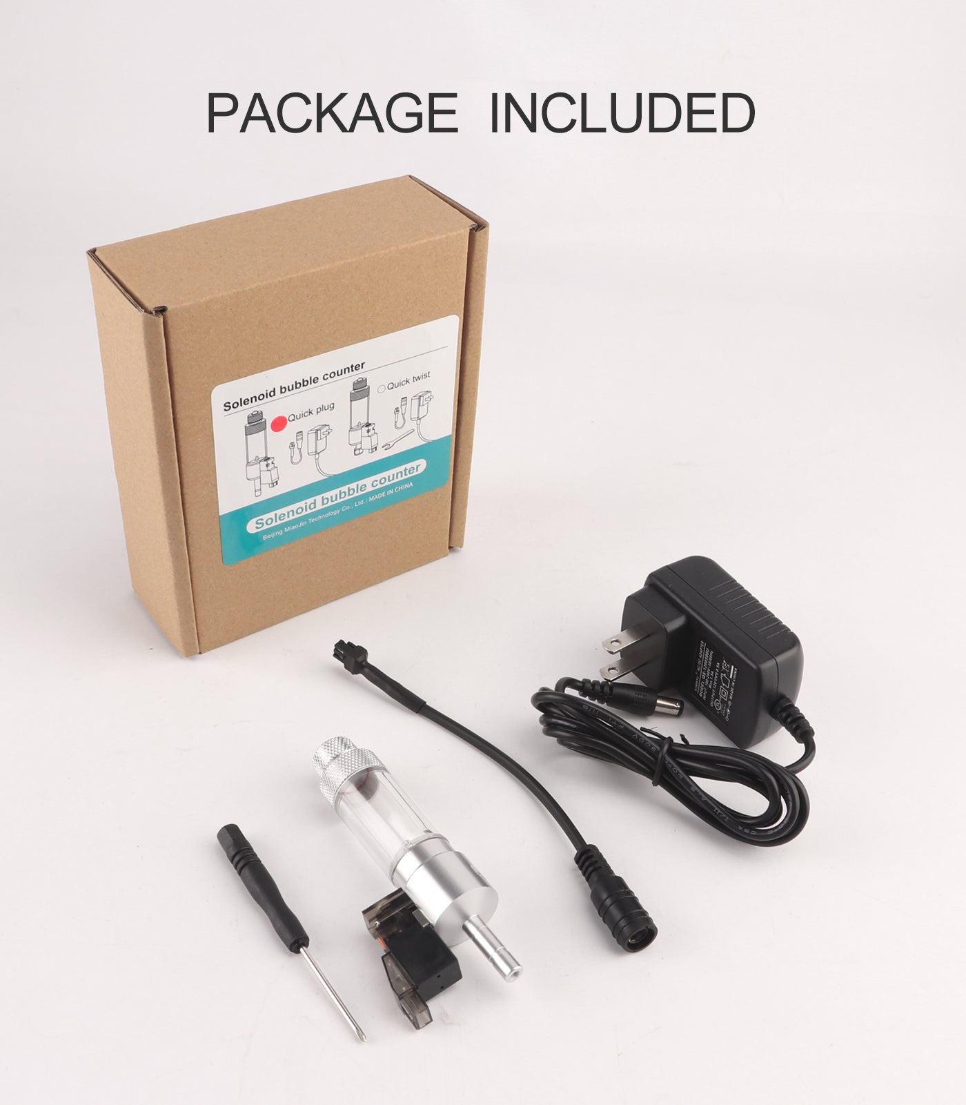 CO2 Bubble Counter with Solenoid Valve and Check Valve for CO2 Generator Regulator Planted Aquarium Quick-Plug Connection