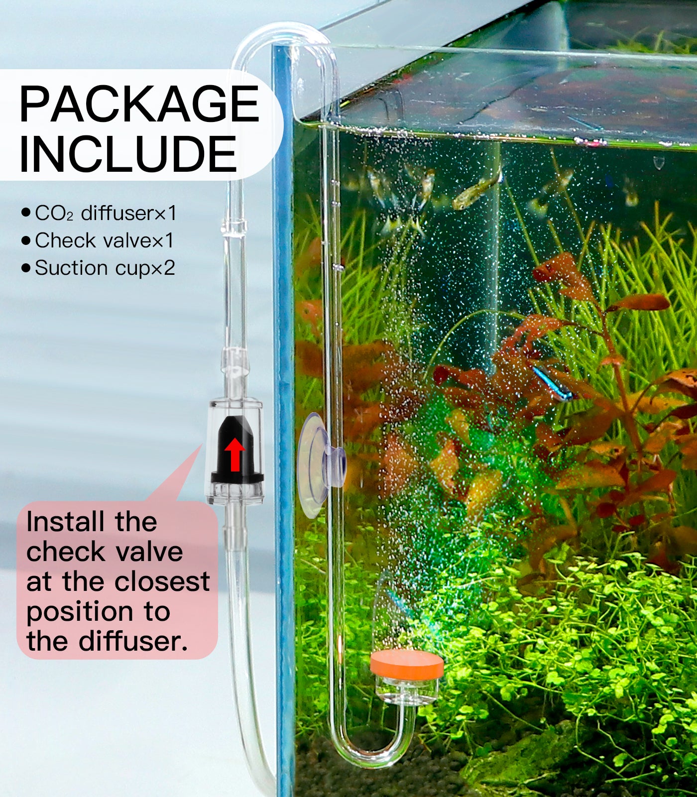 Acrylic CO2 Diffuser for Aquarium Planted Tank, Hooked version-20cm