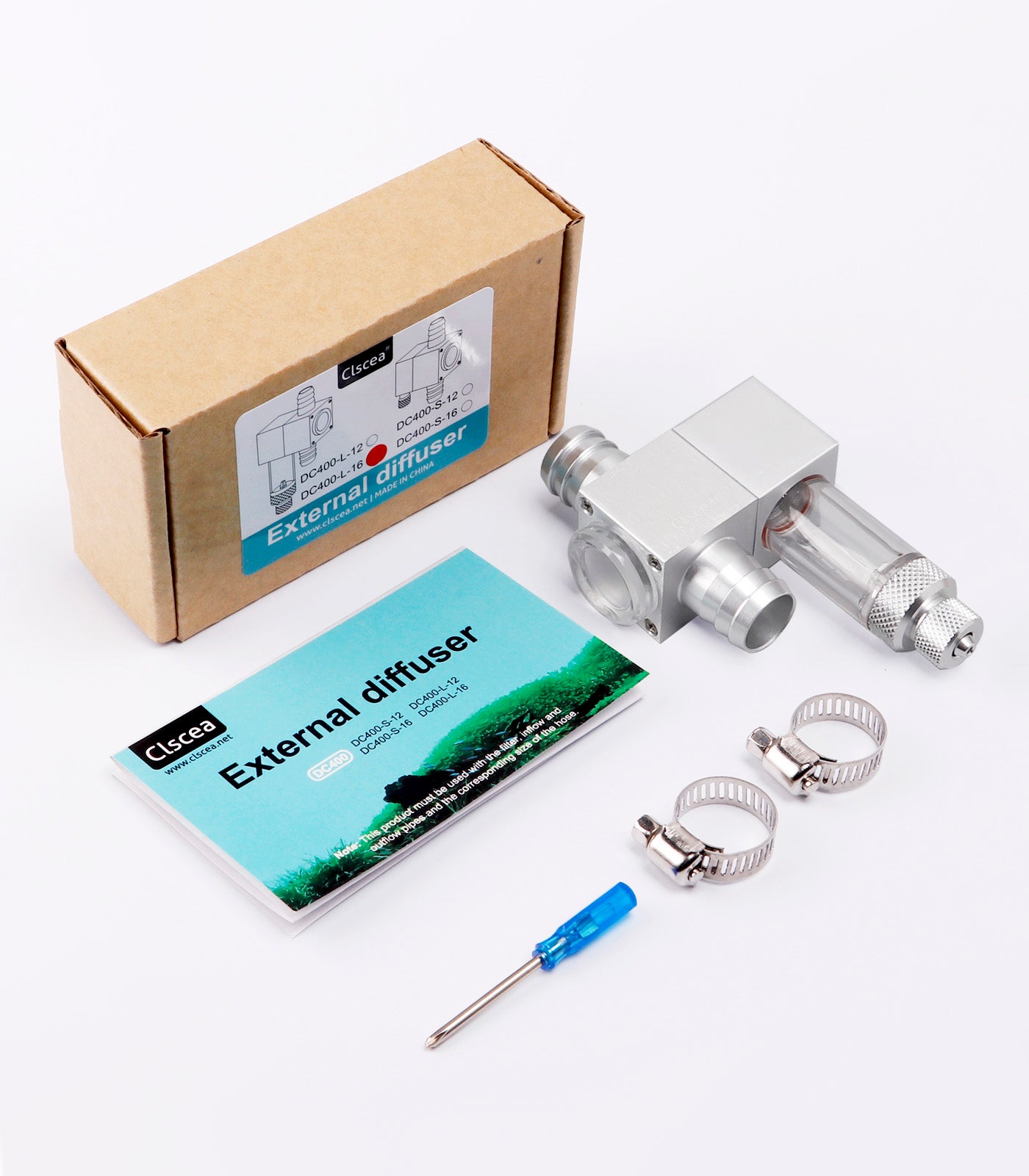 External Inline CO2 Diffuser Atomizer with Bubble Counter Aluminum Alloy for Planted Aquarium Canister Filter (DC400-L-16)