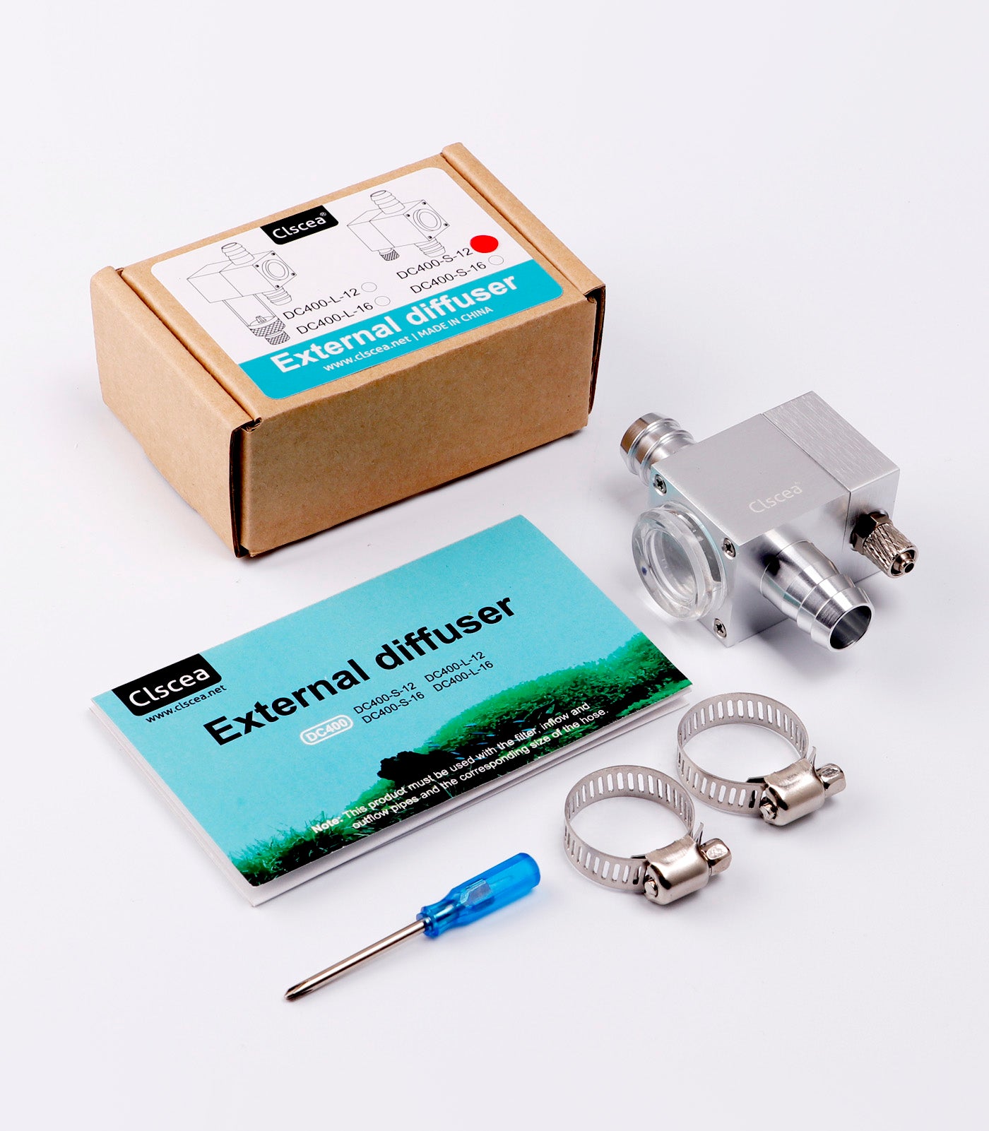 External Inline CO2 Diffuser Atomizer Aluminum Alloy for Planted Aquarium 12 mm