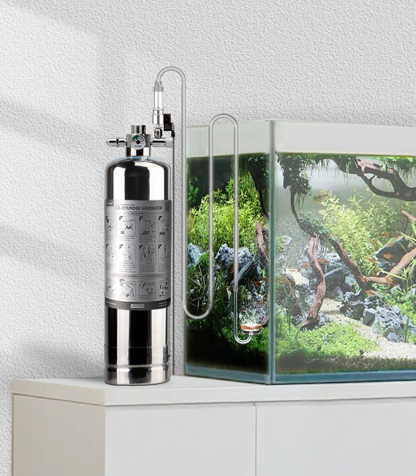 Clscea 4L Aquarium CO2 Generator Kit Double Pressurization Enhanced Version Max for 600g+600g Raw Materials,G800S