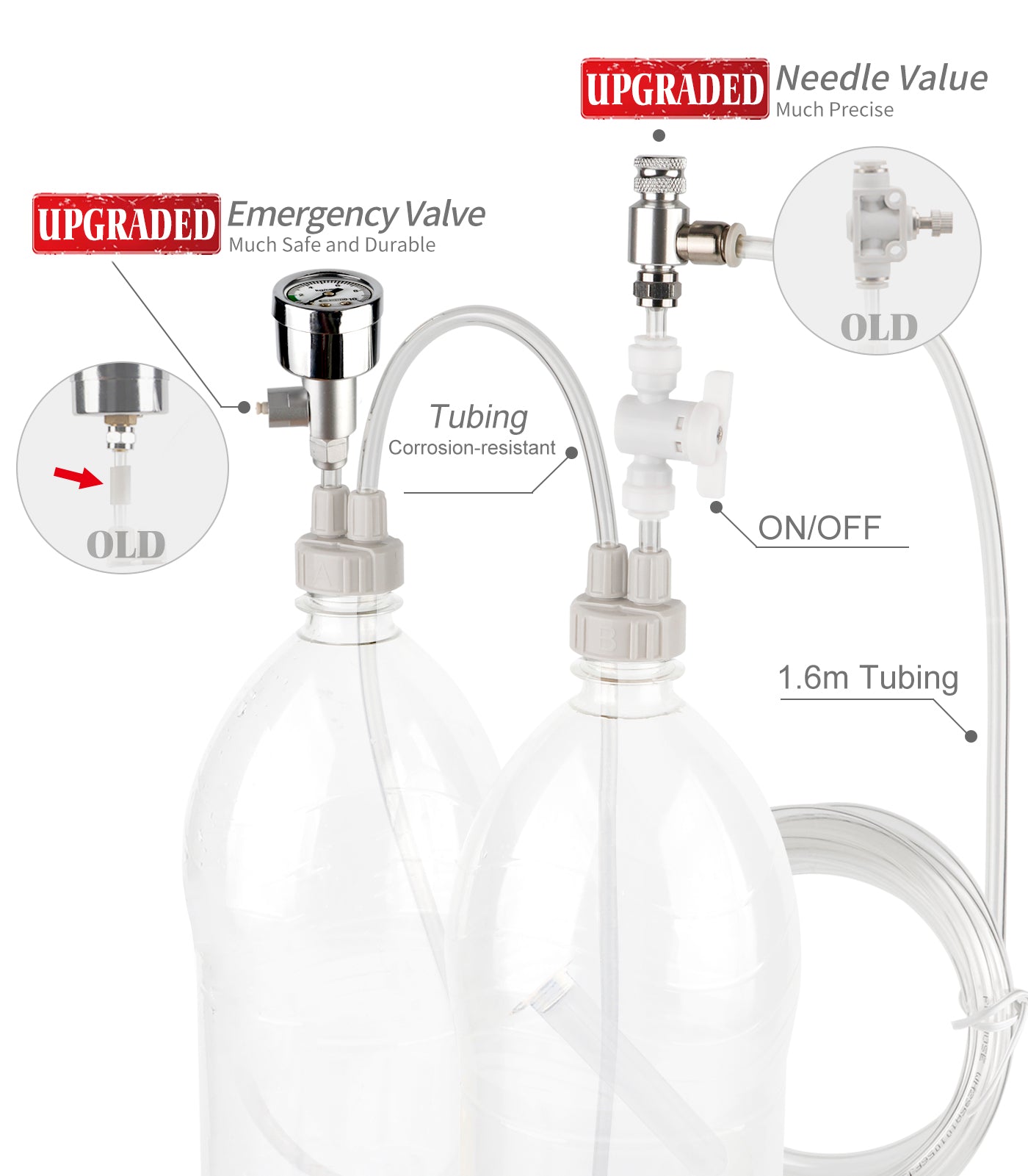 G211 Aquarium DIY CO2 Generator System Kit with Needle Valve & CO2 Diffuser