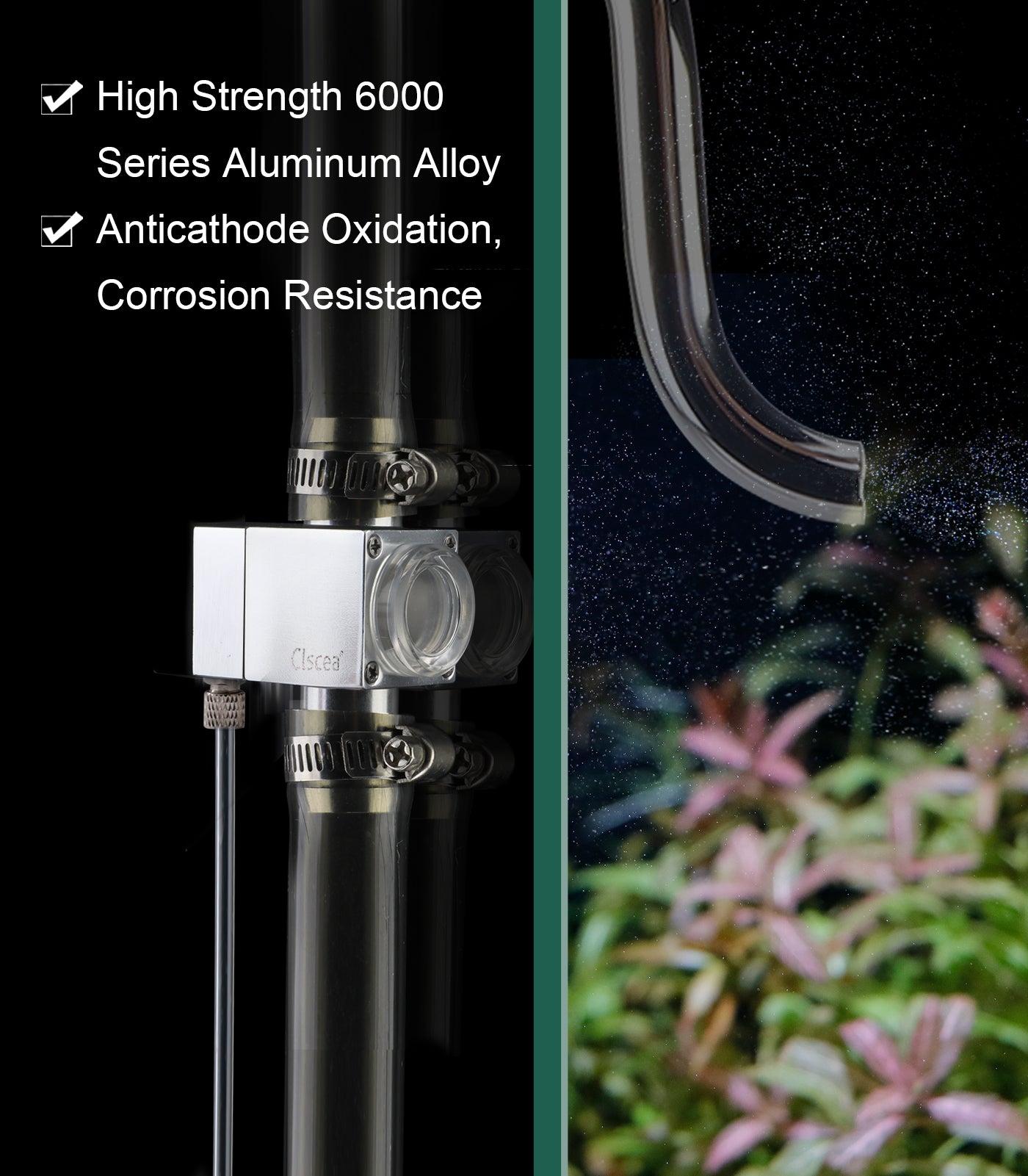 External Inline CO2 Diffuser Atomizer Aluminum Alloy for Planted Aquarium 12 mm