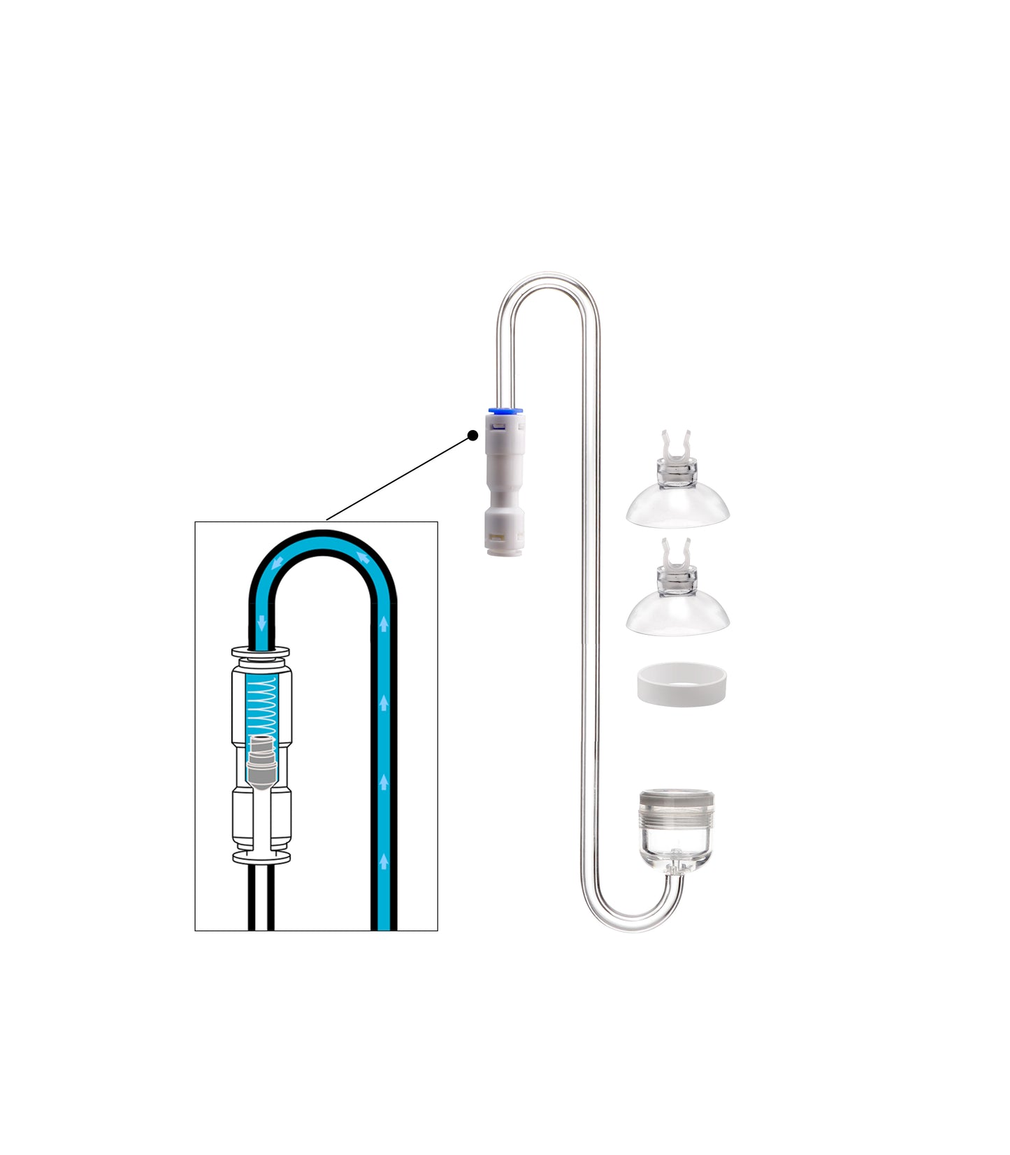 Clscea 水槽水草アクリル製co2 ディフューザー全長20cm （小径24mm）バブルカウンター 逆止弁一体型 セラミックプレート交換可能 中小型水槽に適用