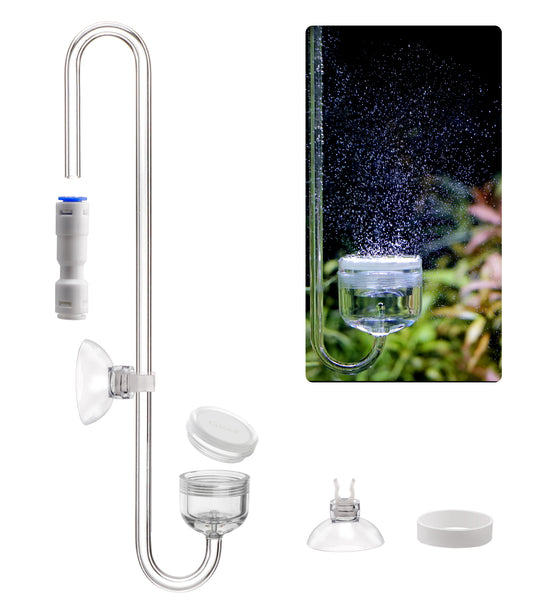 Clscea Aquarium Acrylic CO2 Diffuser, S-Hook CO2 Atomizer Bubble Counter with Replaceable Disc and Quick-Plug for Aquarium Plant Tank, 20cm(S)