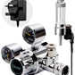 Clscea Aquarium CO2 Regulator Dual Gauge with Bubble Counter and Solenoid Valve, Side-Opening Radial Solenoid W21.8 CO2 Regulator for Aquarium