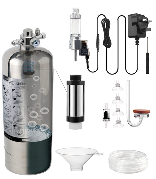 Clscea 4L Aquarium CO2 Generator Kit Double Pressurization Enhanced Version Max for 600g+600g Raw Materials，G800S