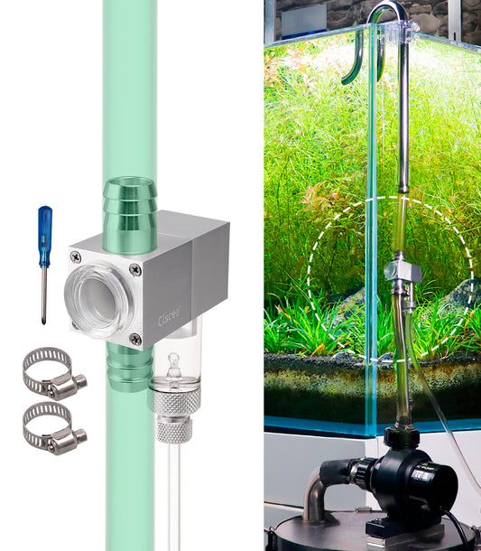 External Inline CO2 Diffuser Atomizer with Bubble Counter Aluminum Alloy for Planted Aquarium Canister Filter (DC400-L-16)