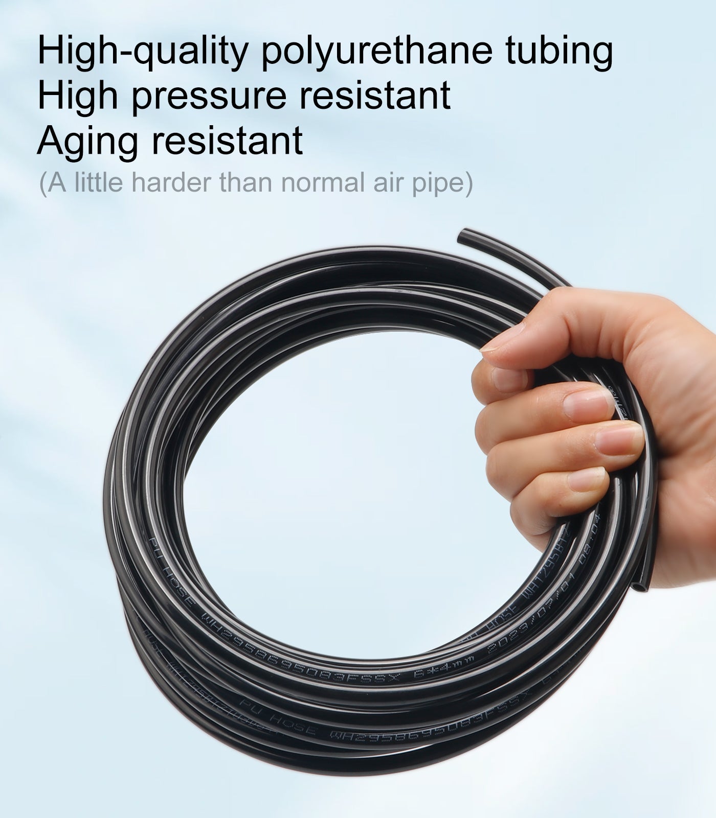 Aquarium Premium CO2 Proof Tubing PU Rigid Tube 4/6mm 5 Meters (16ft),Black