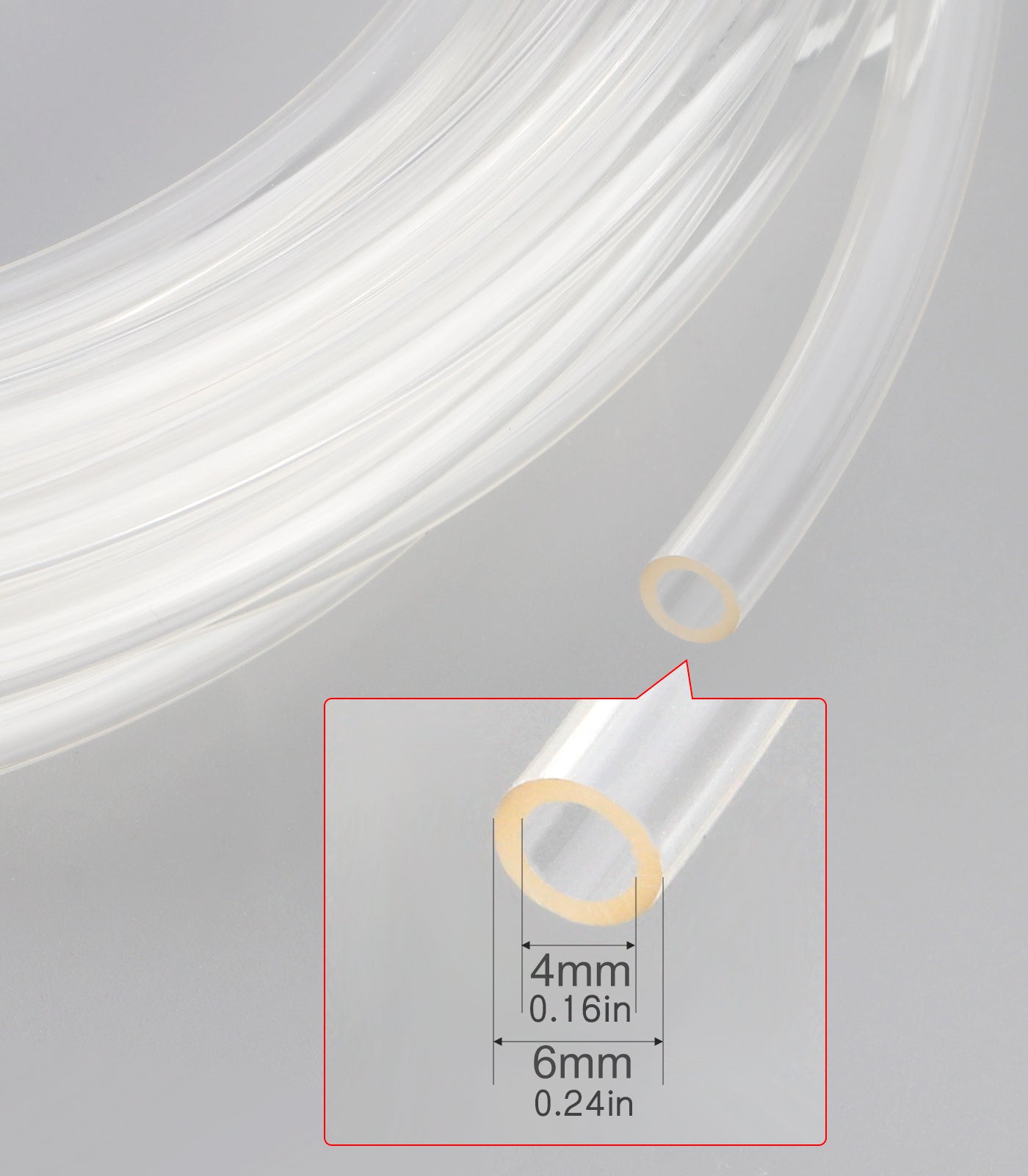 Aquarium Premium CO2 Proof Tubing PU Rigid Tube Clear 4/6mm 6m