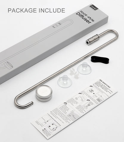 Clscea Aquarium CO2 Stainless Steel Diffuser, S-Hook CO2 Atomizer with Built-in Check Valve and Replaceable Disc for Aquarium Plant Tank, 20cm (S)